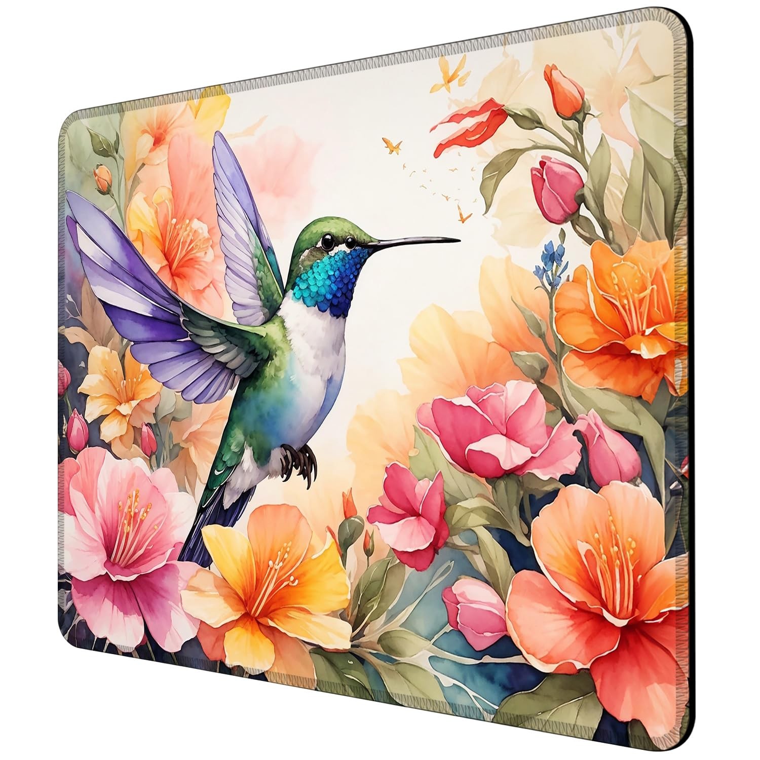 Pad Floral Hummingbird Square Mousepad Desk Mat with Non Slip Base, Stitched ...
