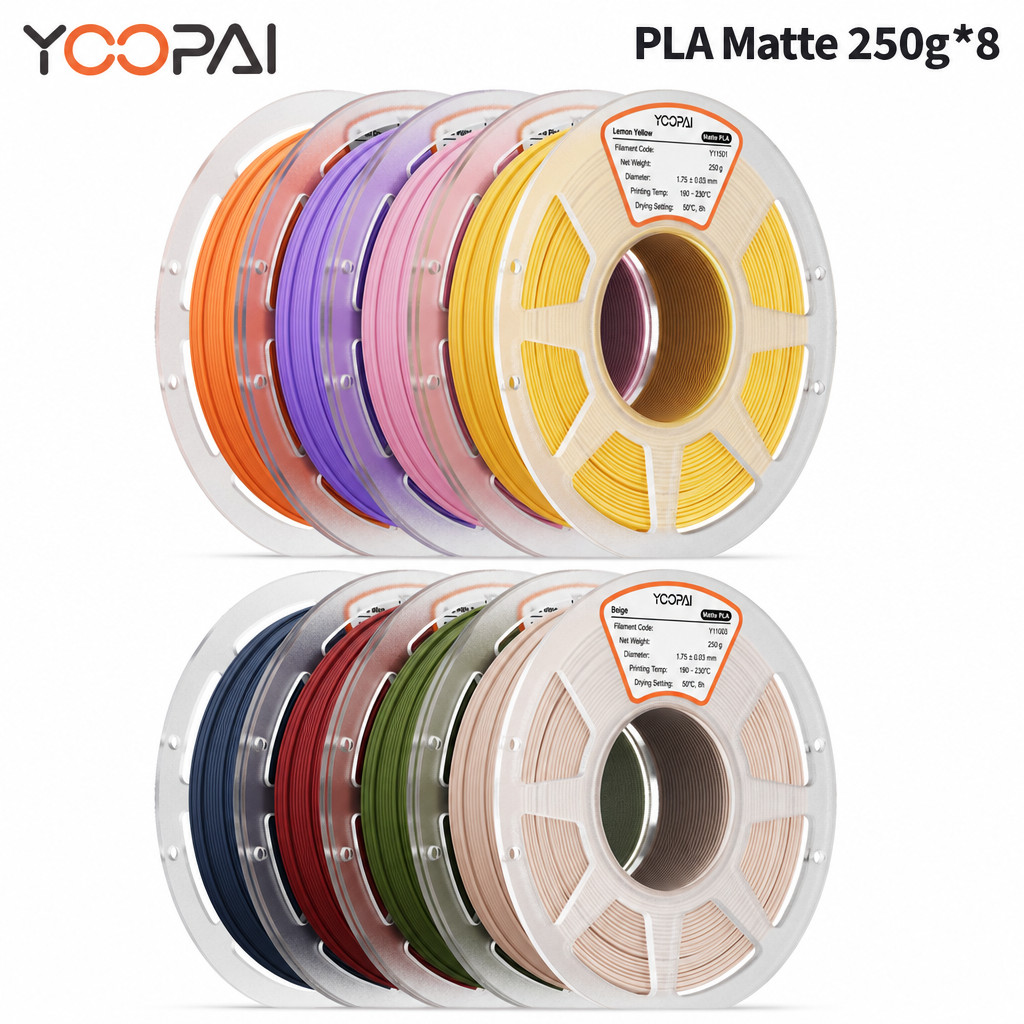 YOOPAI PLA  Matte 8x250g Filament Bundle with Spool for Bambu Lab 3D Printer