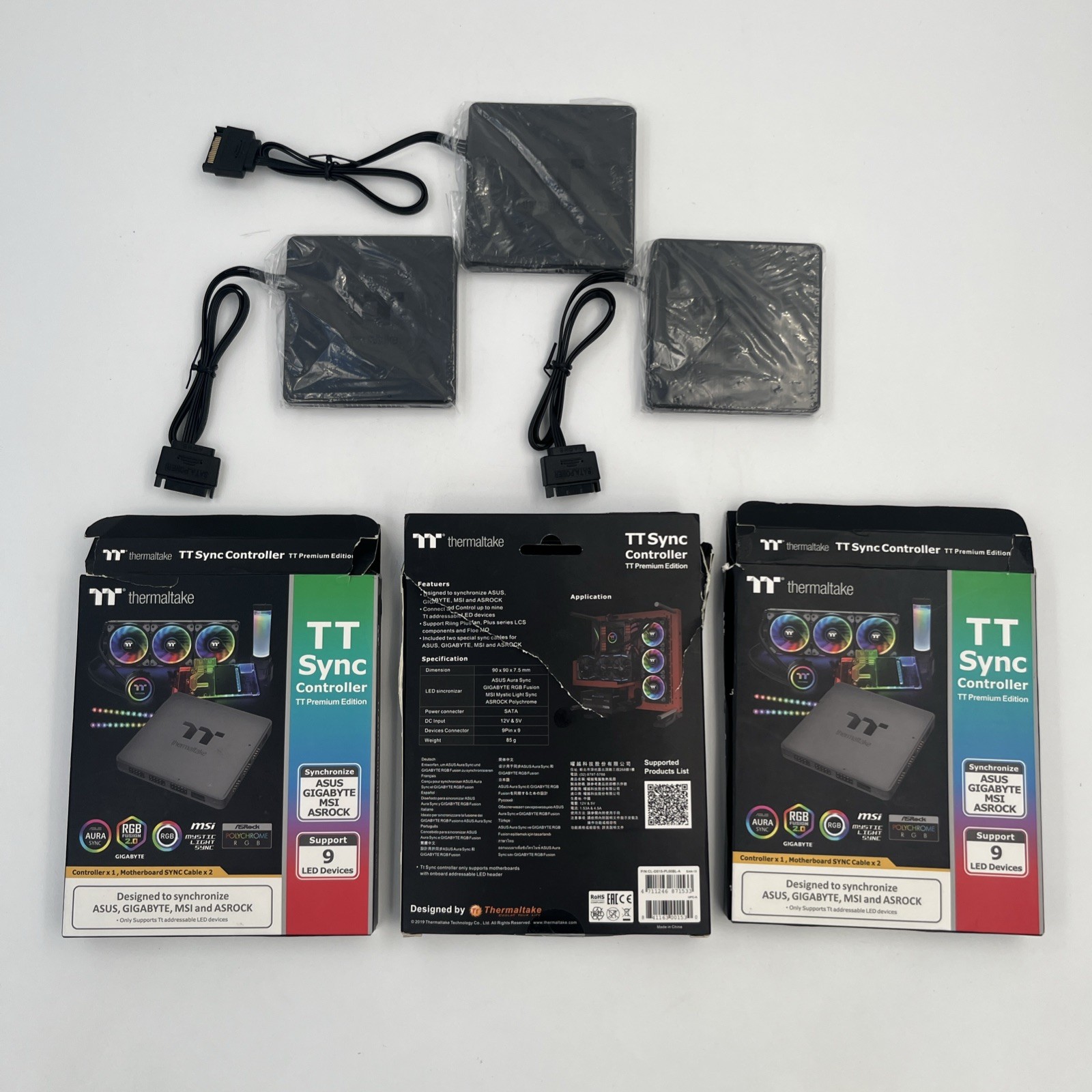 New Lot Of 3 Thermaltake TT Premium LED Sync Controller CL-O015-PL00BL No Cables