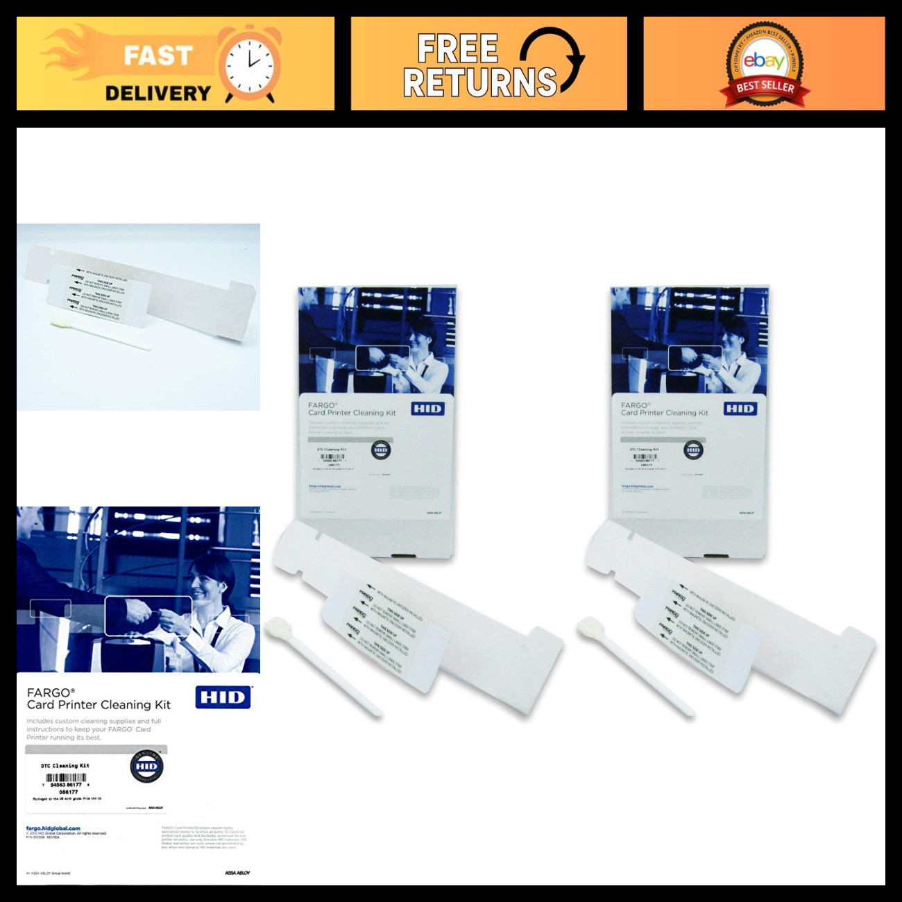 DTC Printer Cleaning Kit - Card Imaging Fargo 86177, 2-Pack for Optimal Performa
