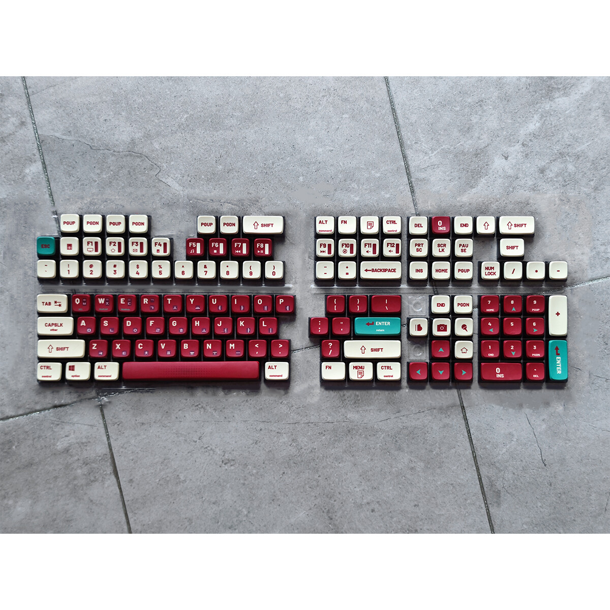 Deep Red Retro PBT Keycaps set Nintendo NES Style for MX Mechanical Keyboards