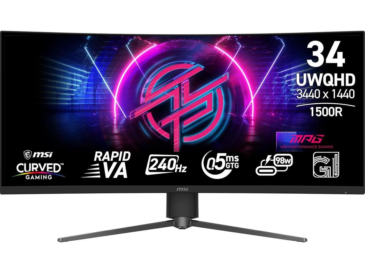 MSI 34" UWQHD 2K 1440P 240Hz with Adaptive Sync 0.5ms HDR400 RGB USB-C 1500R Cur