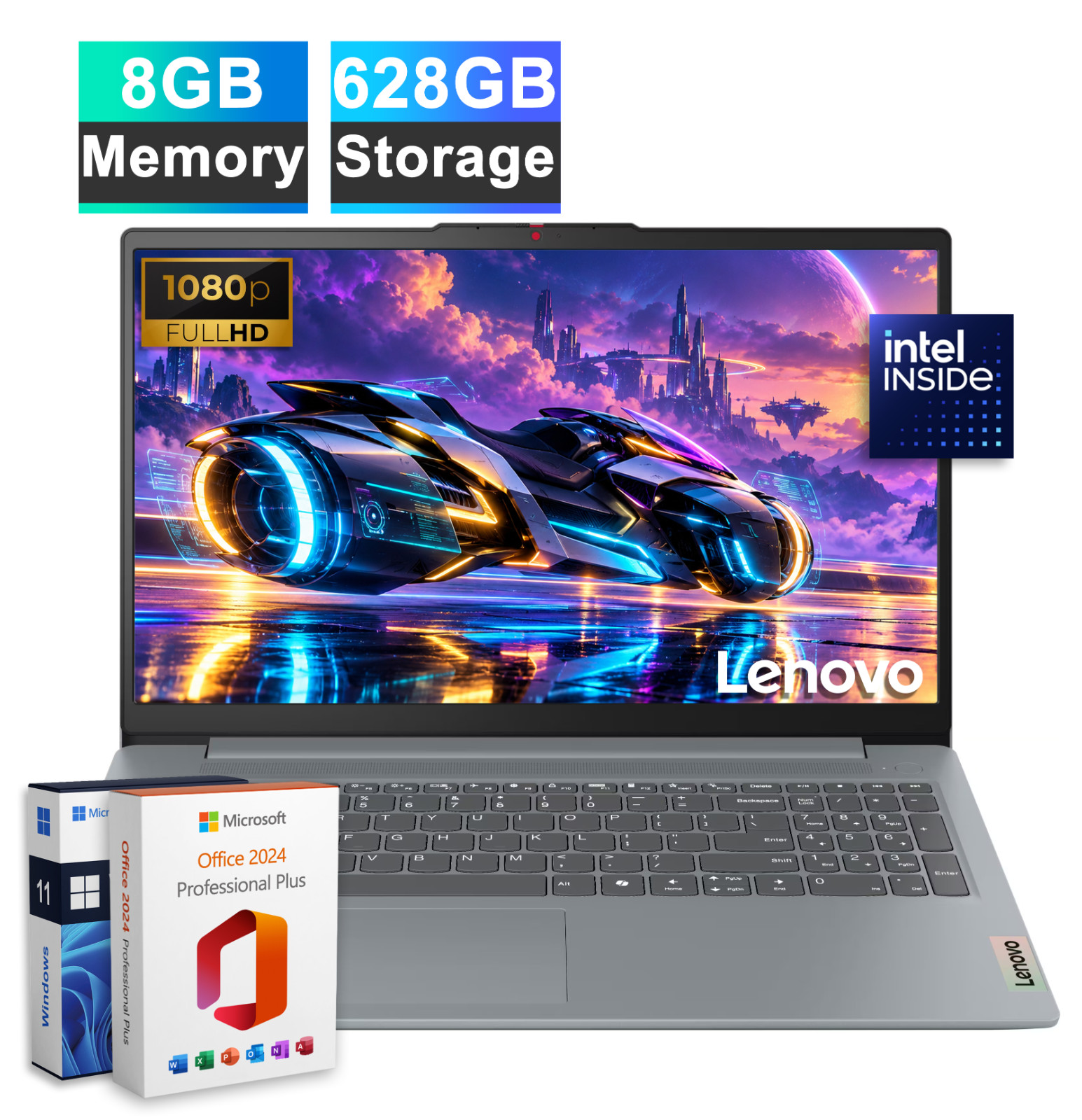 2026 Lenovo IdeaPad Laptop Office 15.6 4-Core Intel CPU, 8GB RAM & 628GB Storage