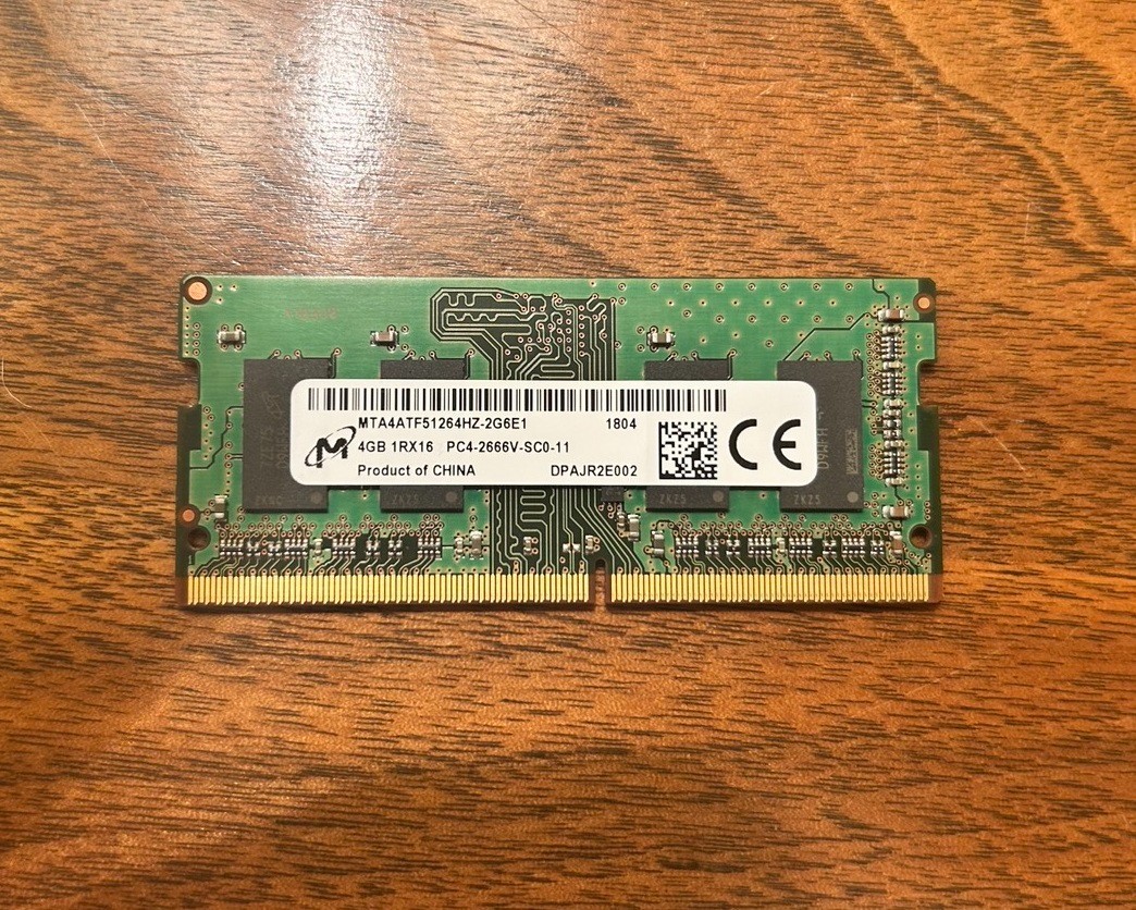 Micron 4GB DDR4-2666 PC4-2666V SODIMM Laptop RAM MTA4ATF51264HZ-2G6E1