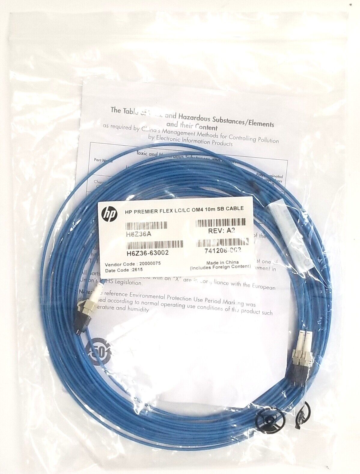 HP PremierFlex 10M LC-LC OM4 MM Fiber Optic Cable H6Z36A 741208-001