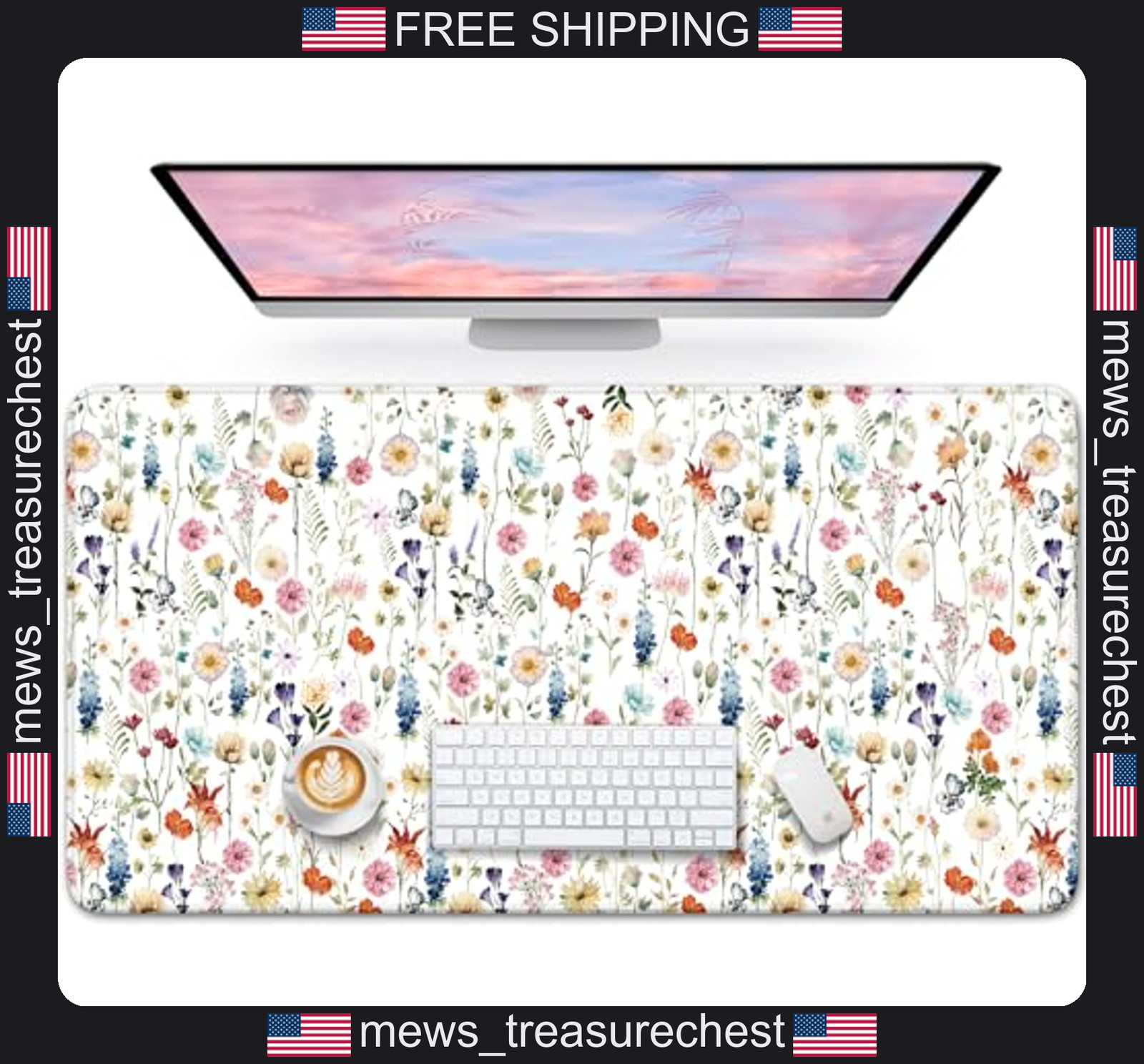Large Desk Mat 31.5 x 11.8 inch Extended Mouse Pad with Non-Slip Base
