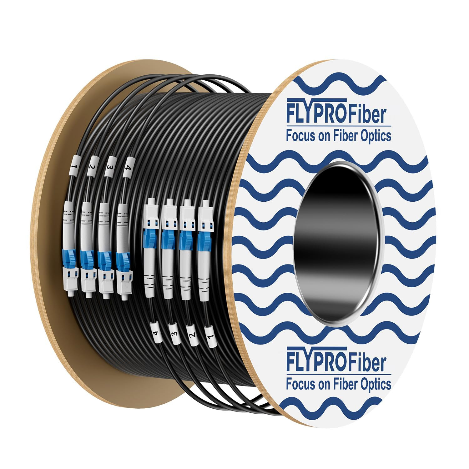Flyprofiber- 4 Core OS2 Single Mode LC LC Outdoor Fiber Patch Cable 50M | 164Ft,