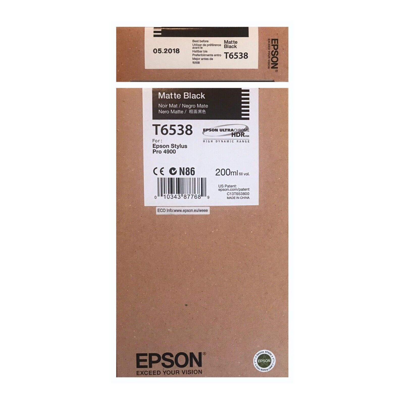 Epson Matte Black T6538 New Unopened Box Great Condition