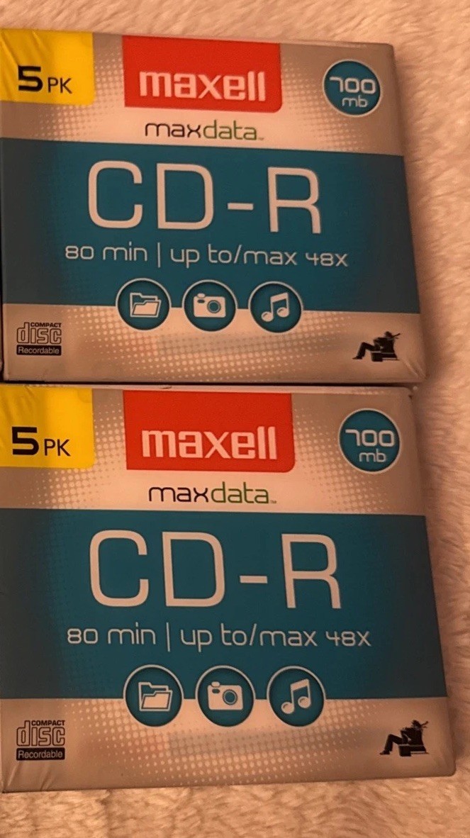 Maxell CD-R Maxdata 80 Min 700mb 5 Pack Blank CDs NEW, SEALED LOT OF 2
