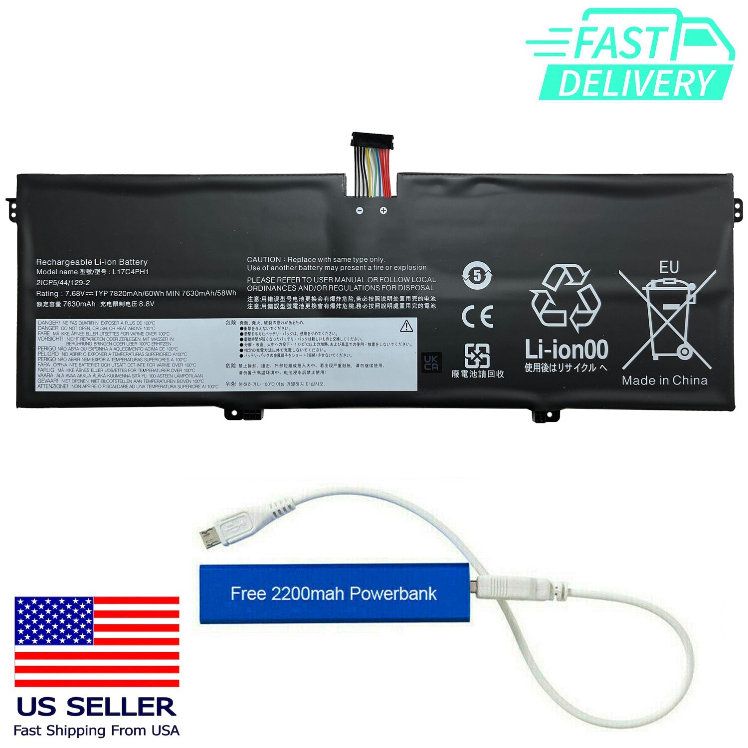 L17M4PH1 REPLACEMENT BATTERY FOR LENOVO YOGA C930-13IKB 60WH L17C4PH1 5B10Q82425