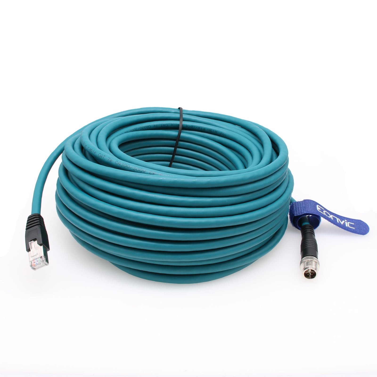 Eonvic Ethernet Shielded Cable M12 X-Type 8 Position to RJ45 Cat-7e 30M, Blue