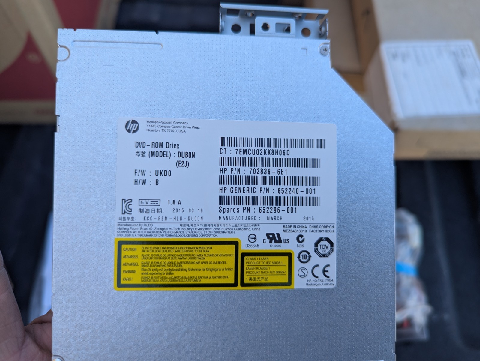 HPE 9.5mm SATA DVD-ROM Internal Optical Drive - 726536-B21 NIB