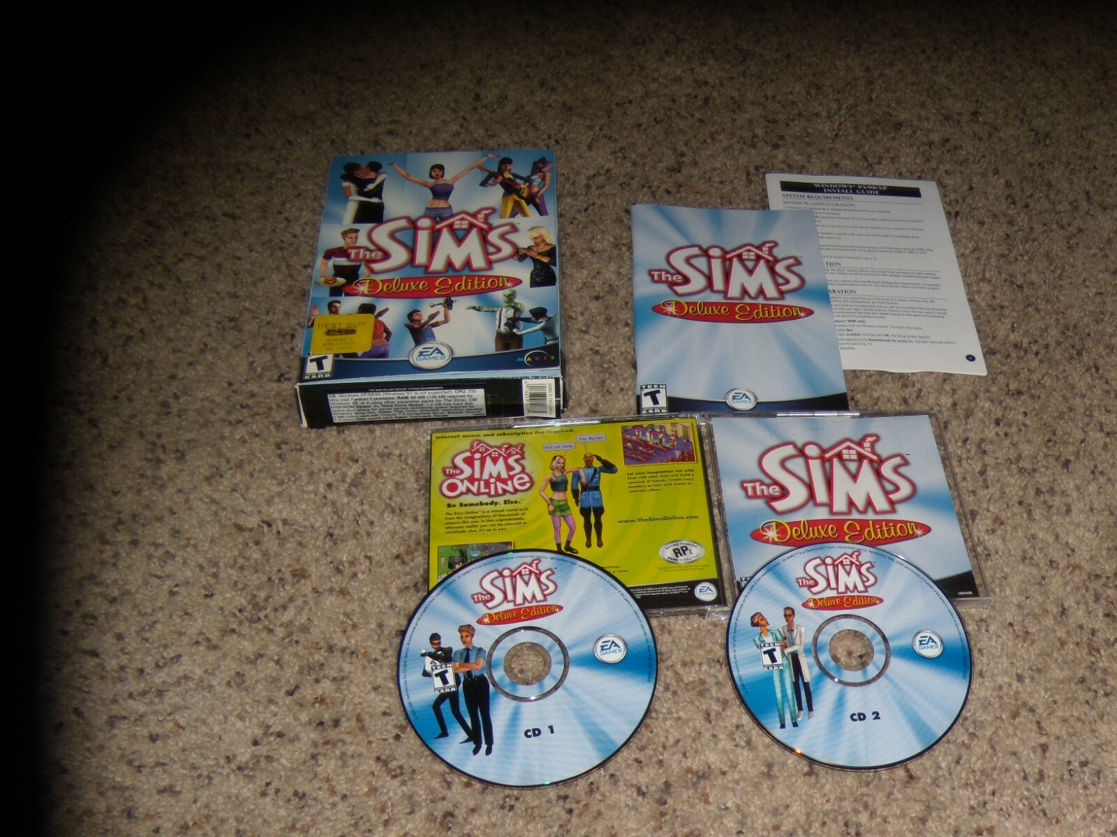 The Sims Deluxe Edition (PC, 2002) Game with box, manual and key