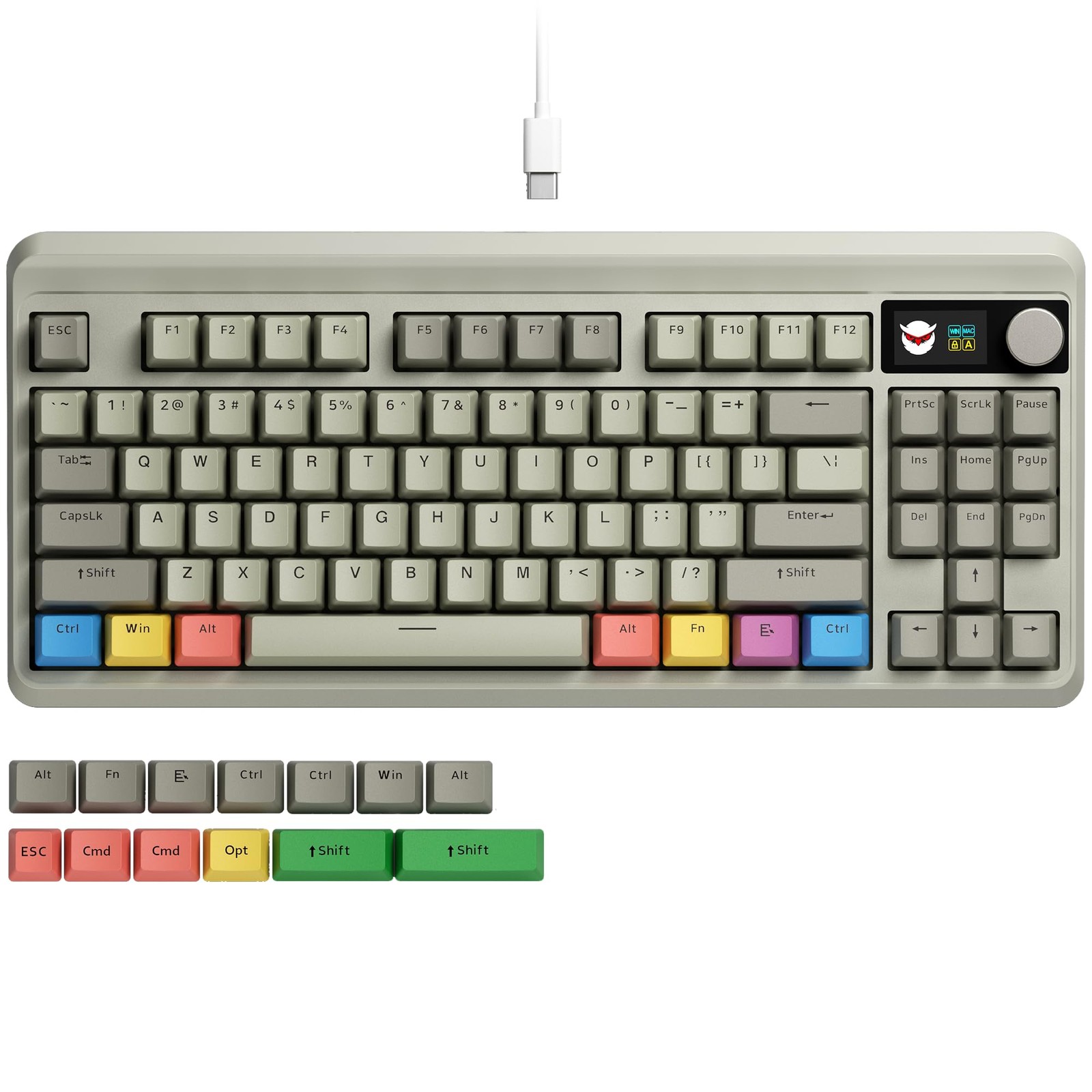 XVX Wired 75% Retro Gaming Keyboard with 2 HUB Ports, M87 Pro Mechanical Keyboar