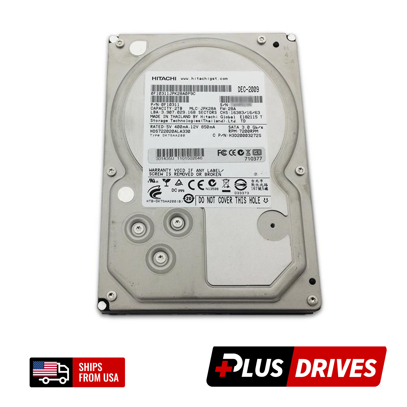 2TB SATA Hitachi Deskstar 7K2000 3.5" 3Gbps 7.2K RPM 32MB Desktop Hard Drive