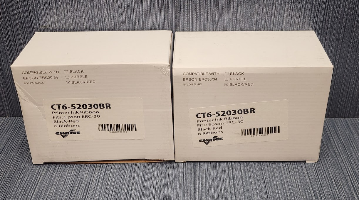 2 Boxes Choice Epson Compatible Printer Ribbon Black and Red (12 ribbons total)