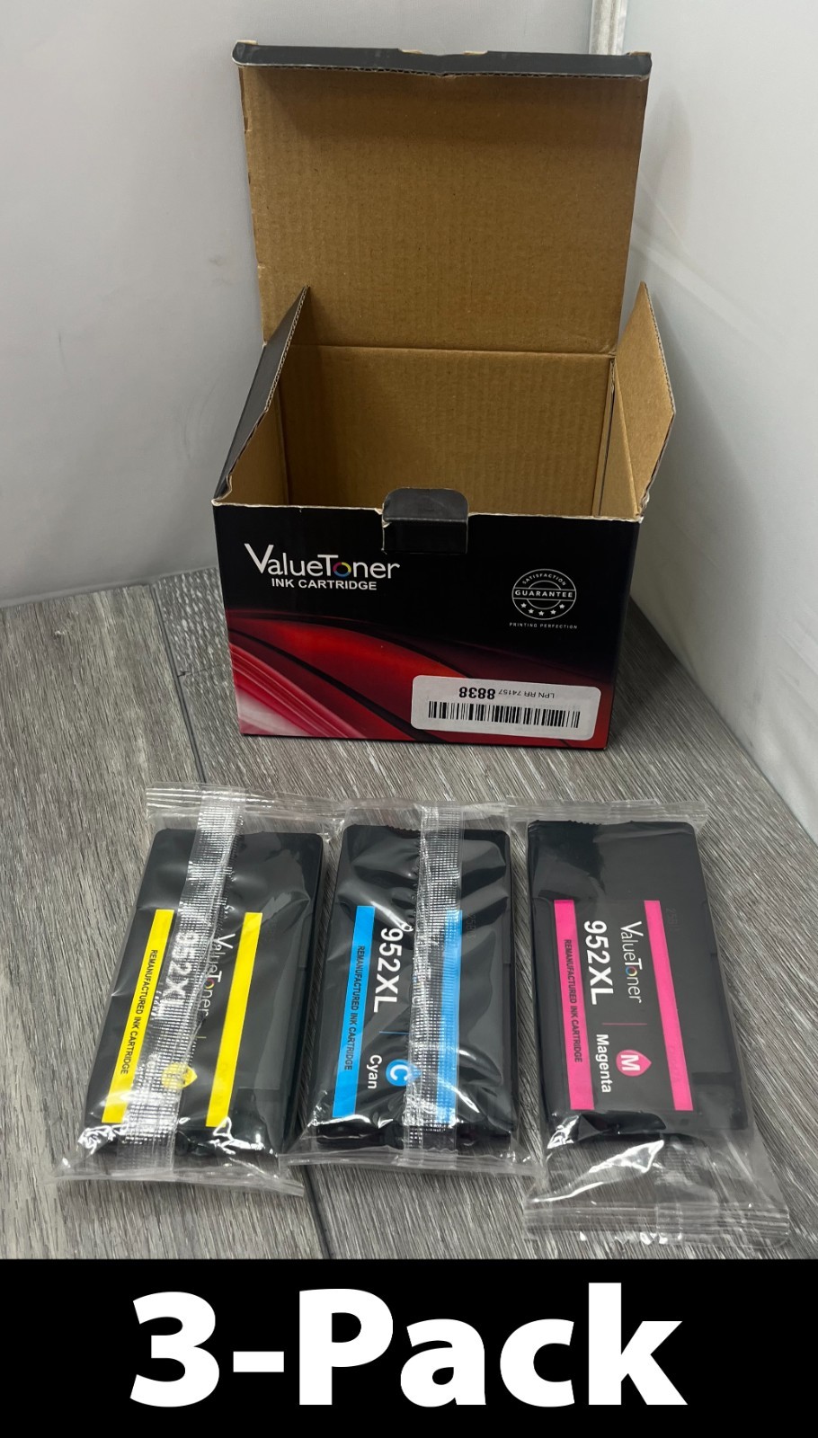 3-Pack High Yield 952XL Reman. Ink Cartridges Fit/For HP: Cyan, Magenta, Yellow