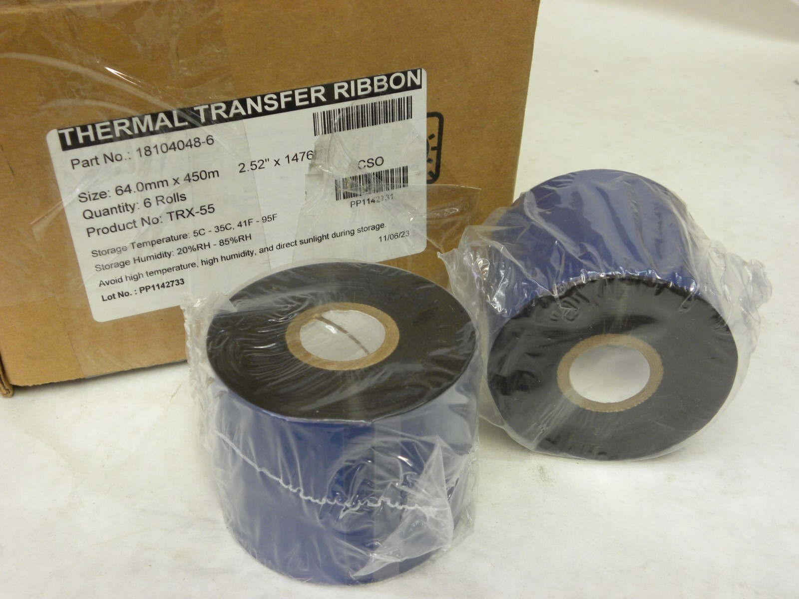 2 Rolls- 2.52" X 1476' TRX 55 Resin Wax Thermal Transfer Ribbons for Zebra