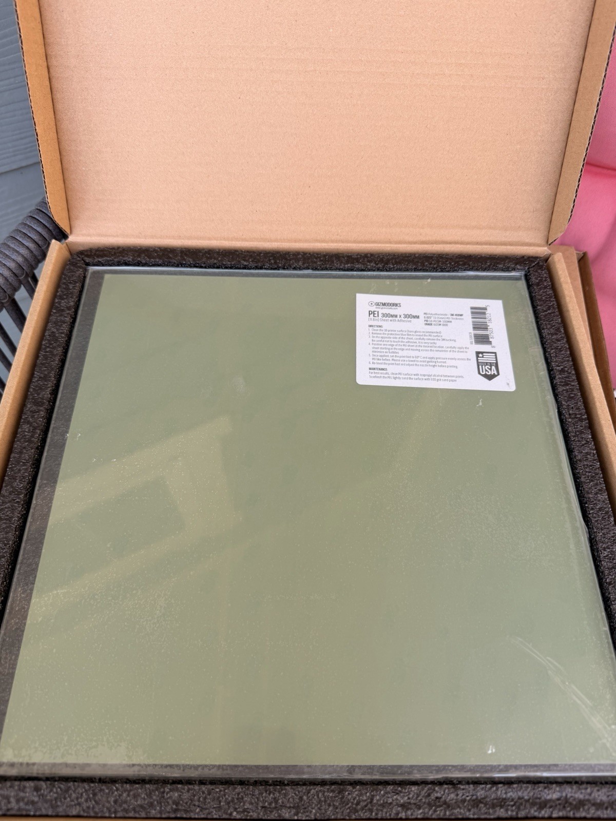 Gizmo Dorks PEI Sheet 300x300mm 3D Printer Build Surface with 3M 468MP Adhesive