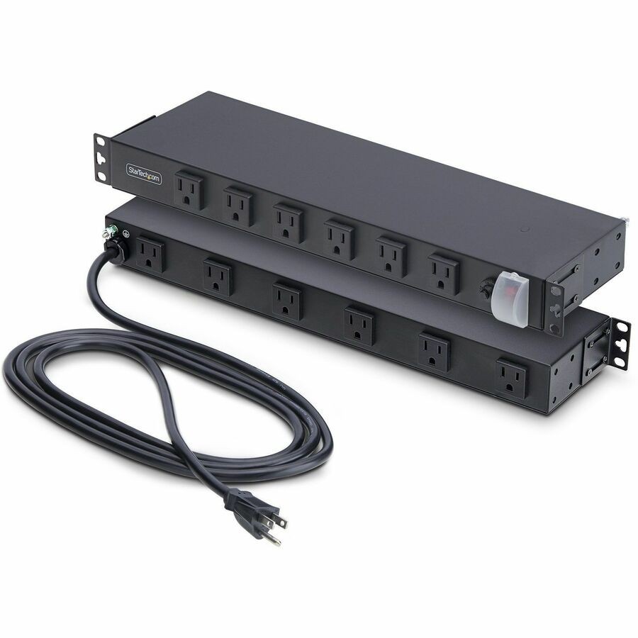 StarTech 12-Outlet Rackmount PDU, 1U Server Power Strip, Wide-Spaced Right-Angle