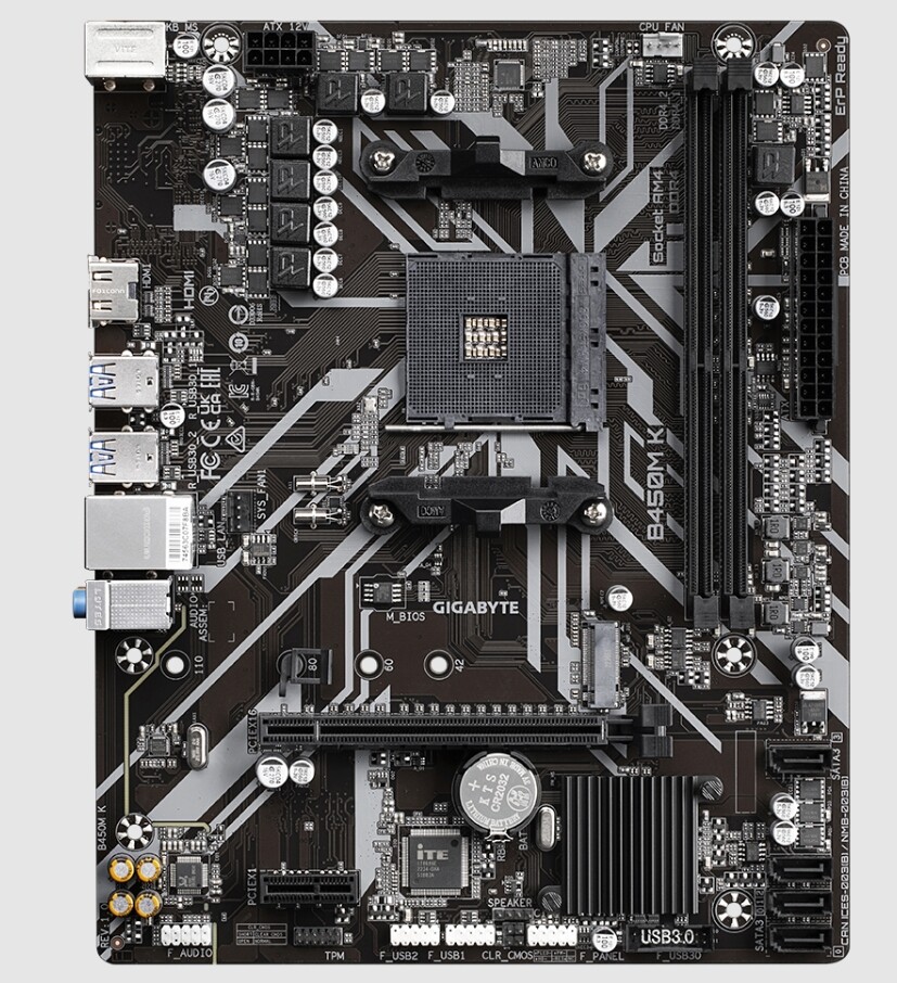 For Gigabyte B450M K Motherboard Socket AM4 AMD B450 DDR4 Micro ATX Tested Work