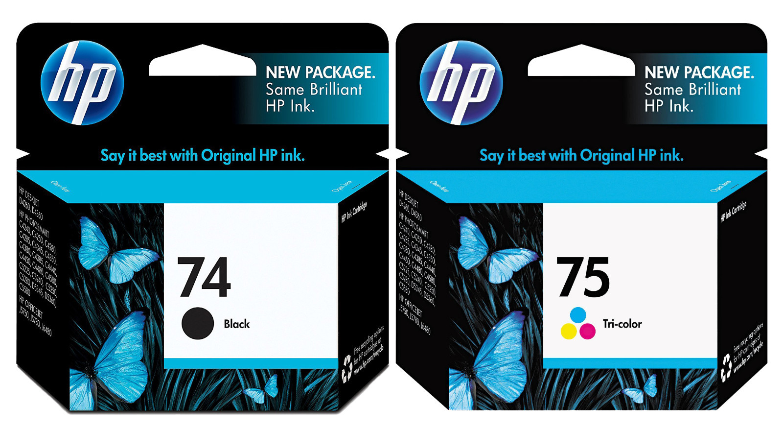 GENUINE NEW HP 74/75 (CB335WN/CB337WN) Ink Cartridge 2-Pack