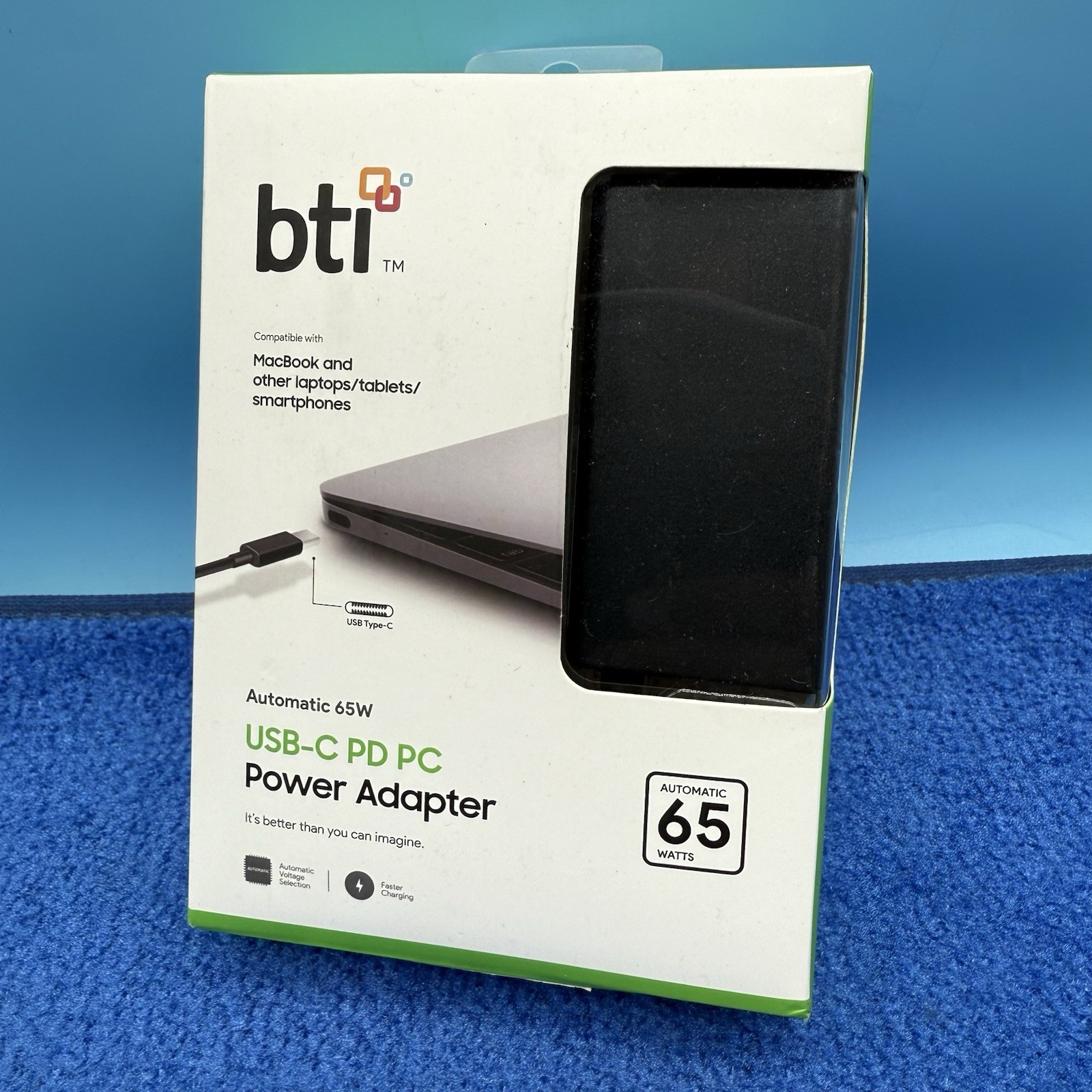 BTI 65W USB-C AC ADAPTER FOR MACBOOK AND OTHER LAPTOPS/TABLETS/SMARTPHONES