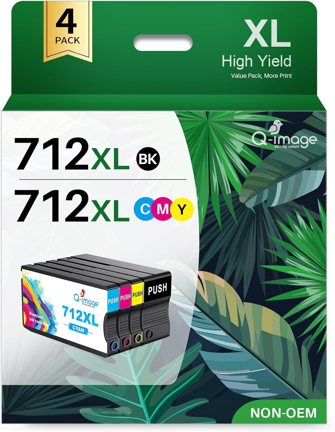 ** NEW HP Ink Cartridges | 712XL / 712 XL | Black/Color | With Chip | 4-Pack