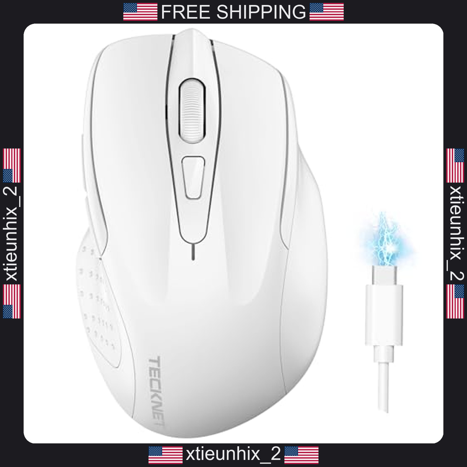 Wireless Mouse Bluetooth 5.0/2.4G Rechargeable Silent White