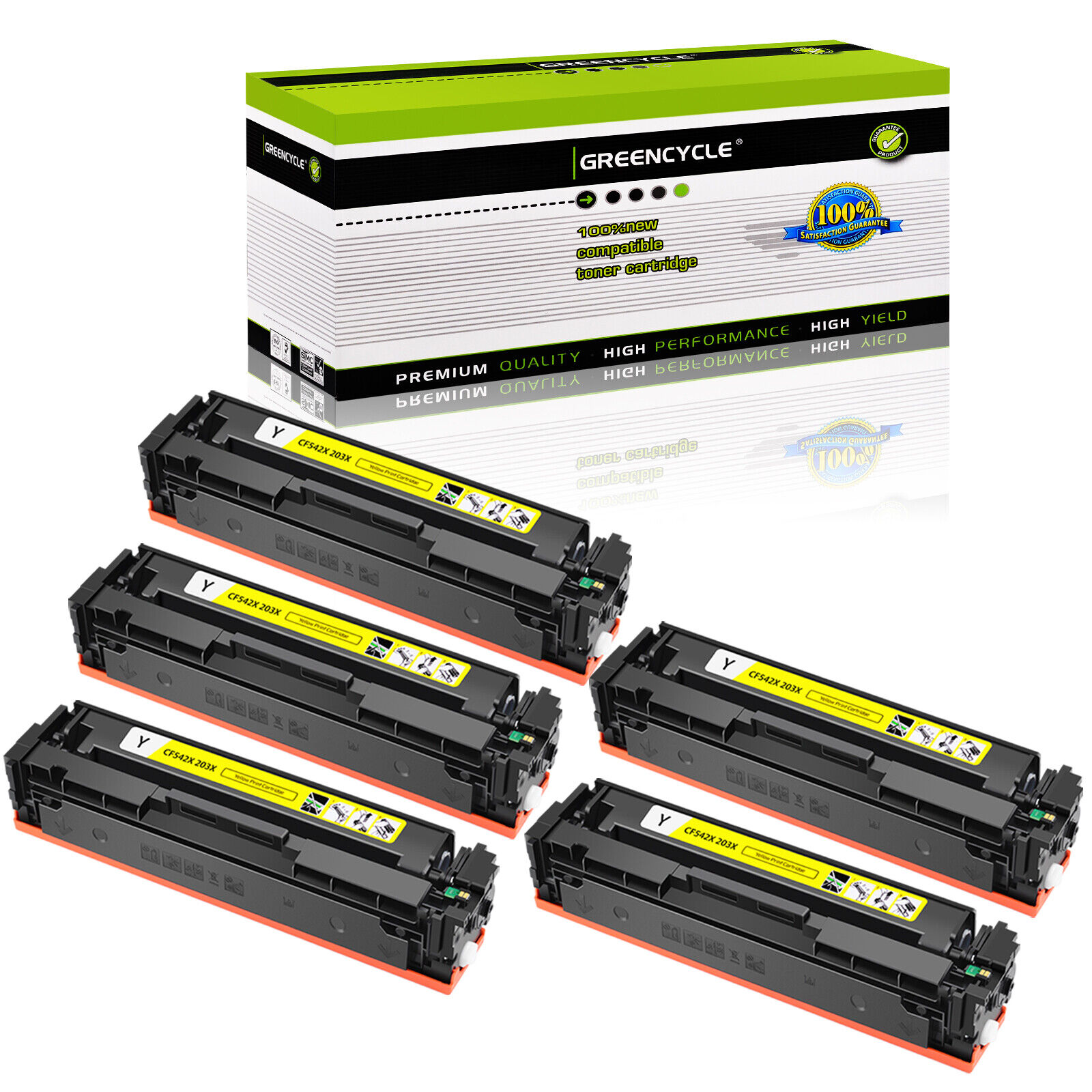 5PK CF542X Toner Cartridge for HP 203X Color LaserJet Pro M254nw M281fdn M254dw