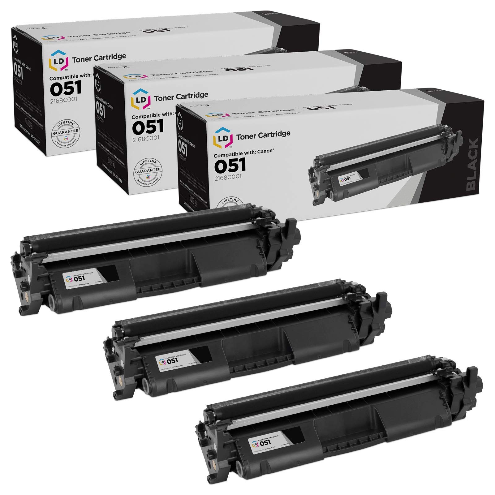 LD Compatible Replacement for Canon 051 Black Toner 3PK for ImageCLASS LBP162dw