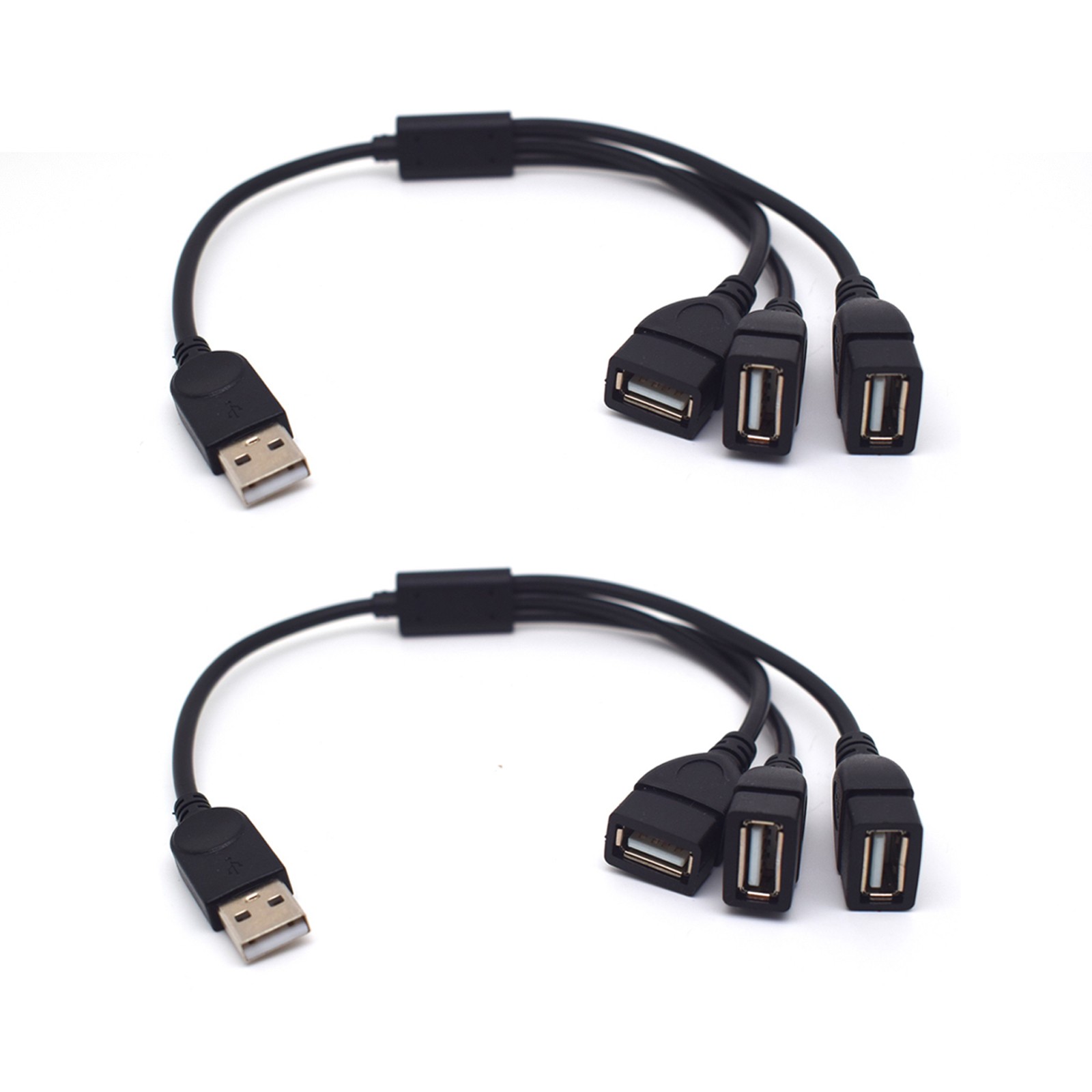 2pcs USB A Male to 3 USB A Female Data Sync & Charging Adapter Extension Cable