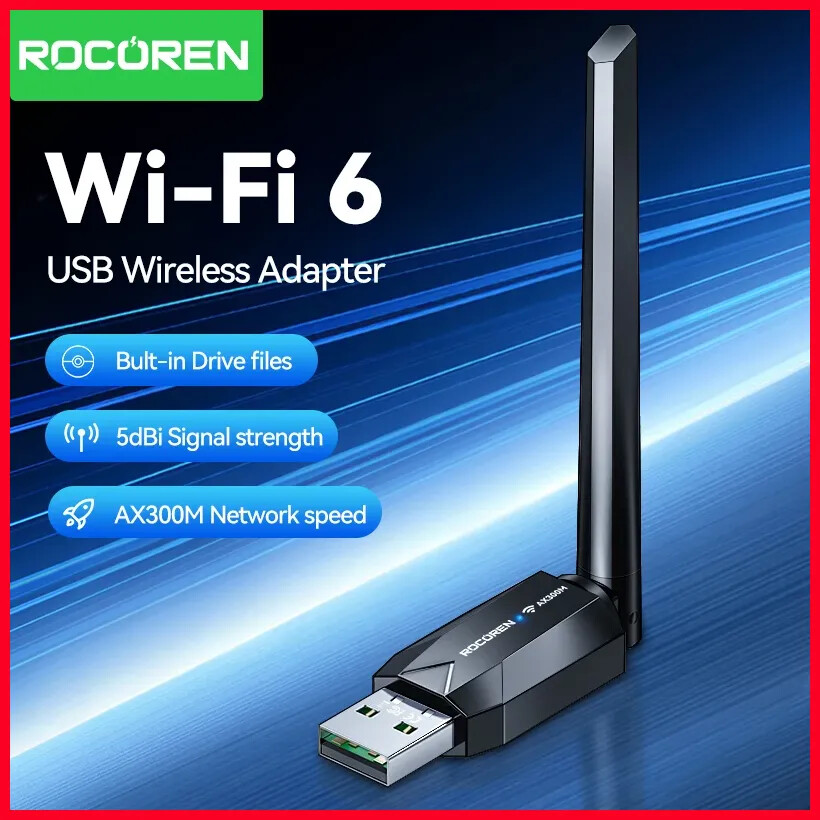 NEW WIFI 6 USB Adapter AX300M Network Card Dongle 2.4GHz External Antenna 2025