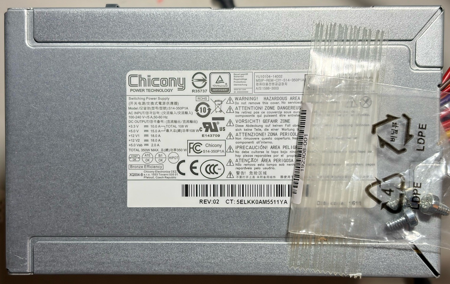 Chicony Power Supply Part Number 780077-501