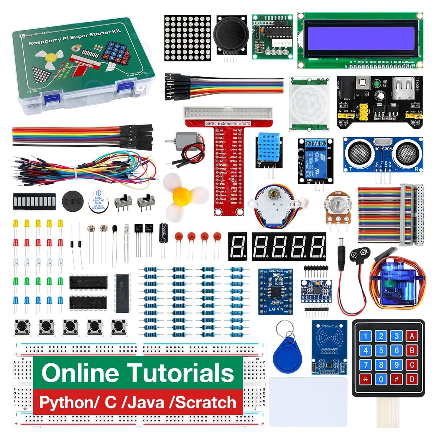 LAFVIN Super Starter Kit for Raspberry Pi 5/4/4B/3B/3B+,Python C Java Scratch...