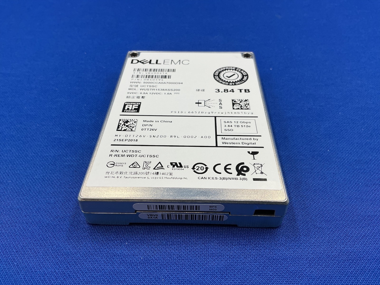 0TT26V DELL 3.84TB SAS 12Gbps RI 2.5'' SSD TT26V WUSTR1538ASS200