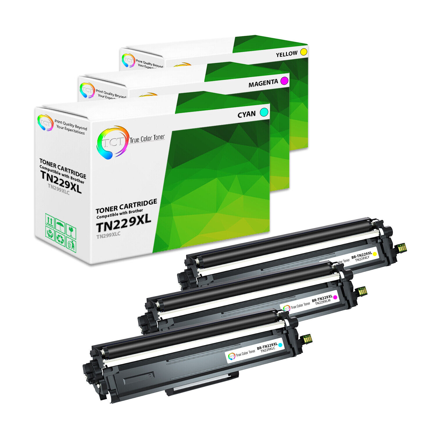 3Pk TCT Premium TN229 CYM HY for Compatible Brother MFC-L3780CDW Toner Cartridge