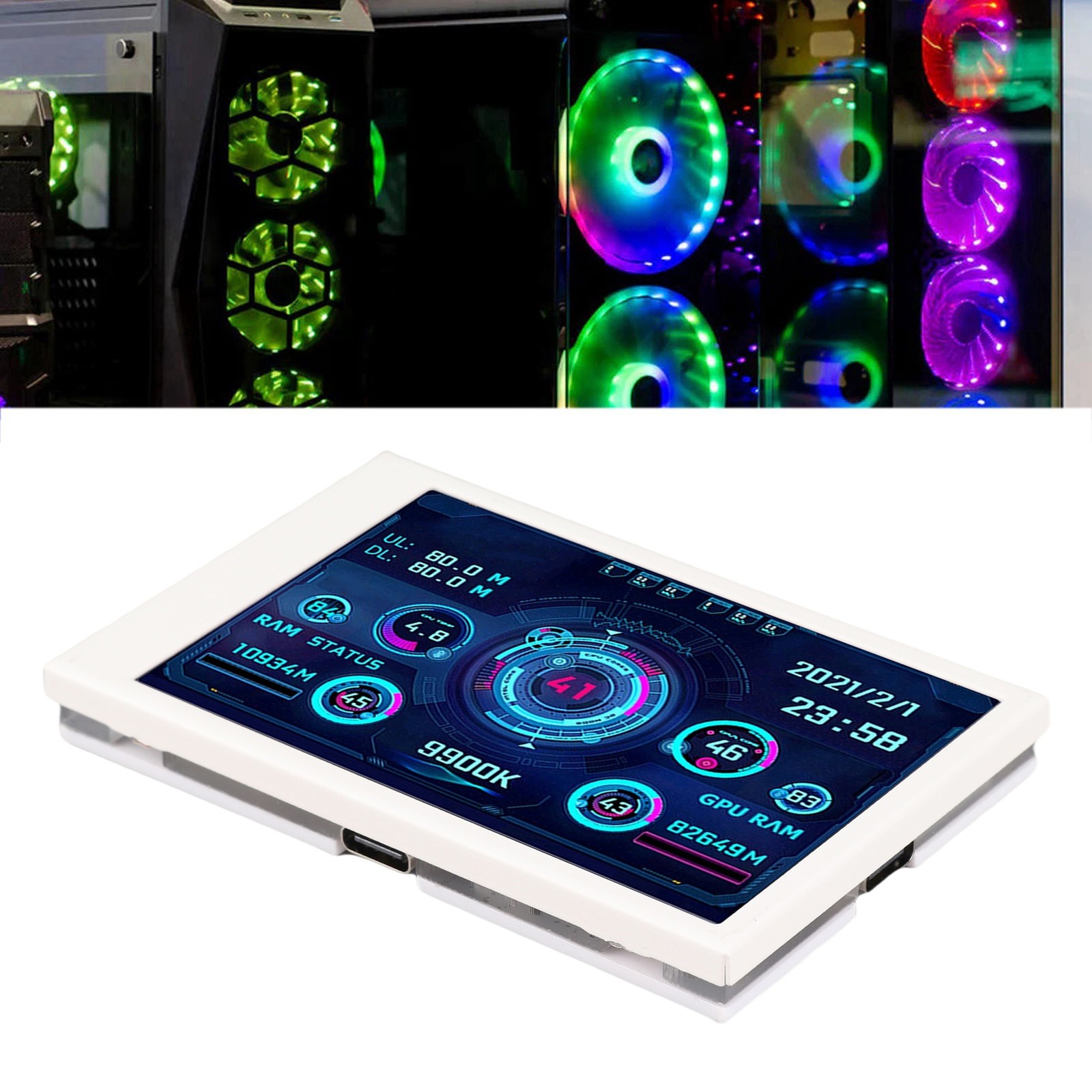 (White) 3.5 Inch USB Mini Screen PC Sensor Panel Display 320 BUN