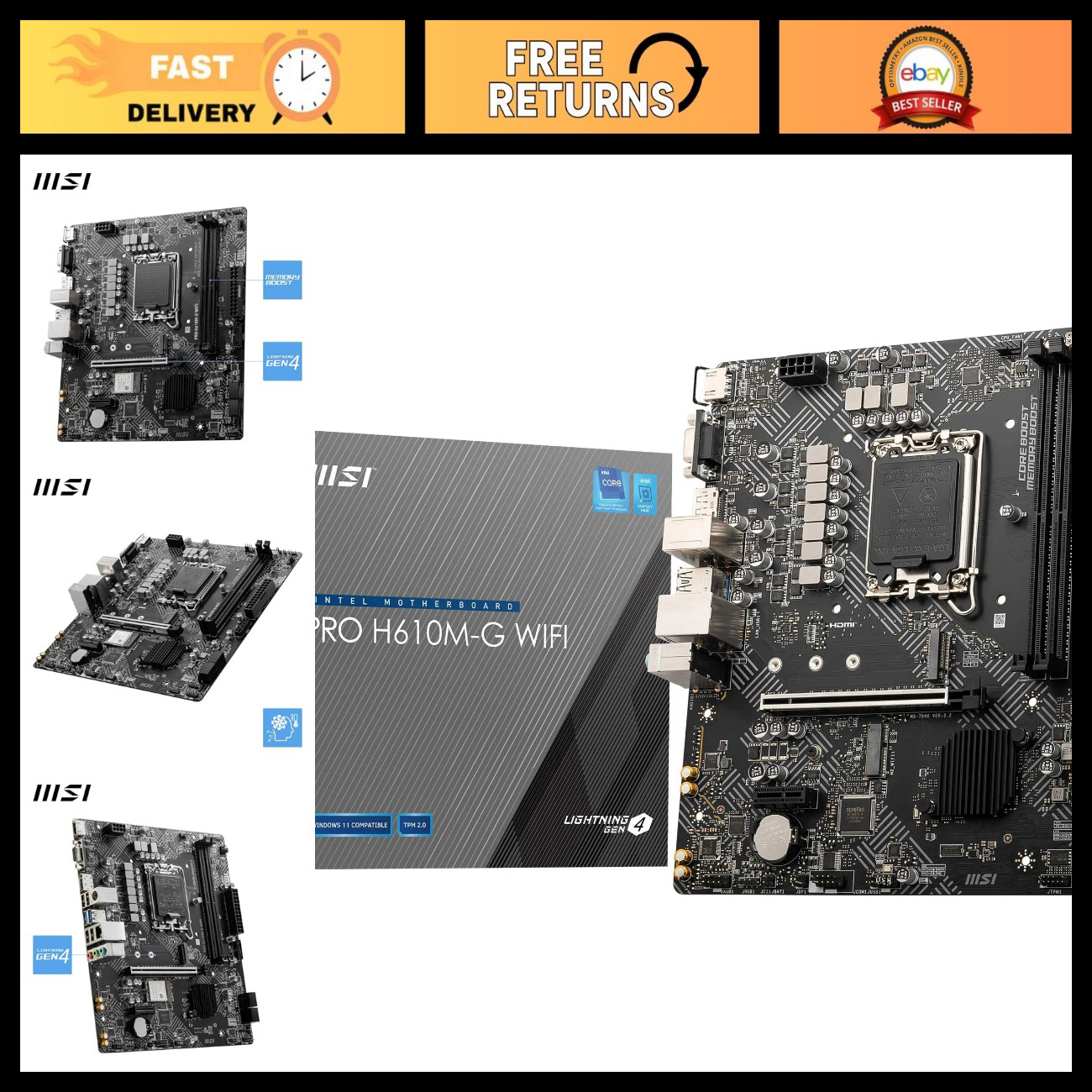 Micro ATX Motherboard LGA 1700, Supports Intel 12th/13th/14th Gen, DDR5 5600MHz,