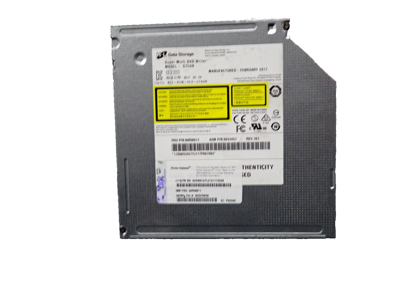 IBM 00RW611 SATA Slimline DVD-High-Performance Optical Disk Drive 8X/24X 00VJ457