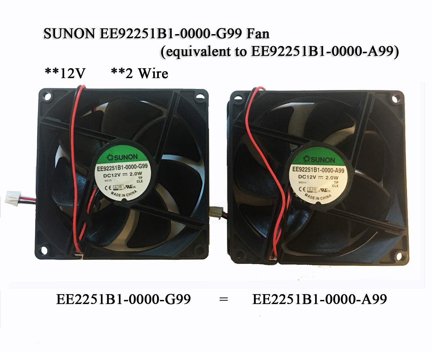 NEW_SUNON-2-Wires-PC-Case-Fan-92x92x25mm-DC12V-2W_EE92251B1-0000-A99_In Stock