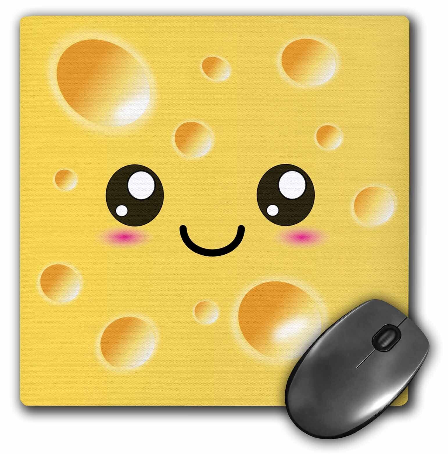 3dRose Cute Kawaii Happy Yellow Swiss Cheese with holes a smiling face and rosy