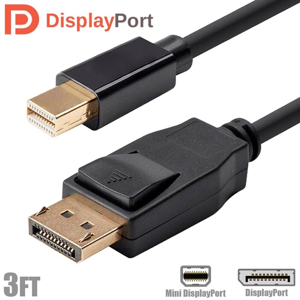 3FT Mini DisplayPort MDP to Display Port DP 1.2 Cable Monitor PC Mac 4K 3D 21Gb