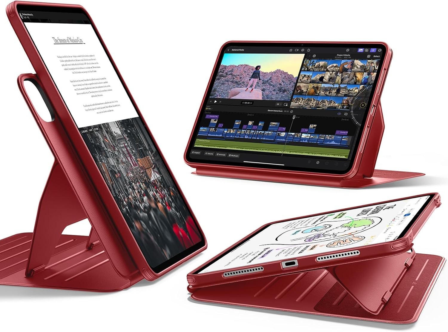 iPad Pro 13" 2025 2024 ESR Shift Series Case Red Rotating Magnetic
