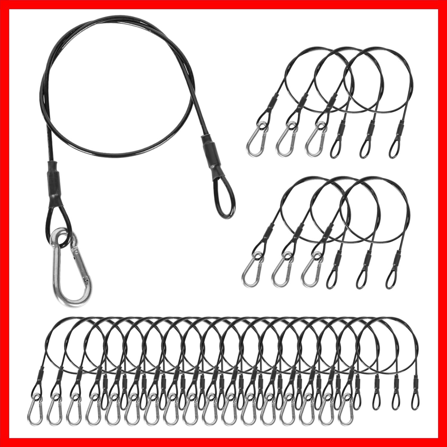 Versatile 20 Pack Security Cables - 1/8" Stainless Steel for DJ and Luggage Use