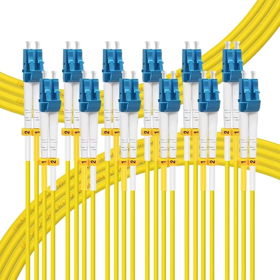 6 PCS LC To LC Single Mode Fiber Patch Cable OS2 3m 10 FT Duplex SMF Yellow