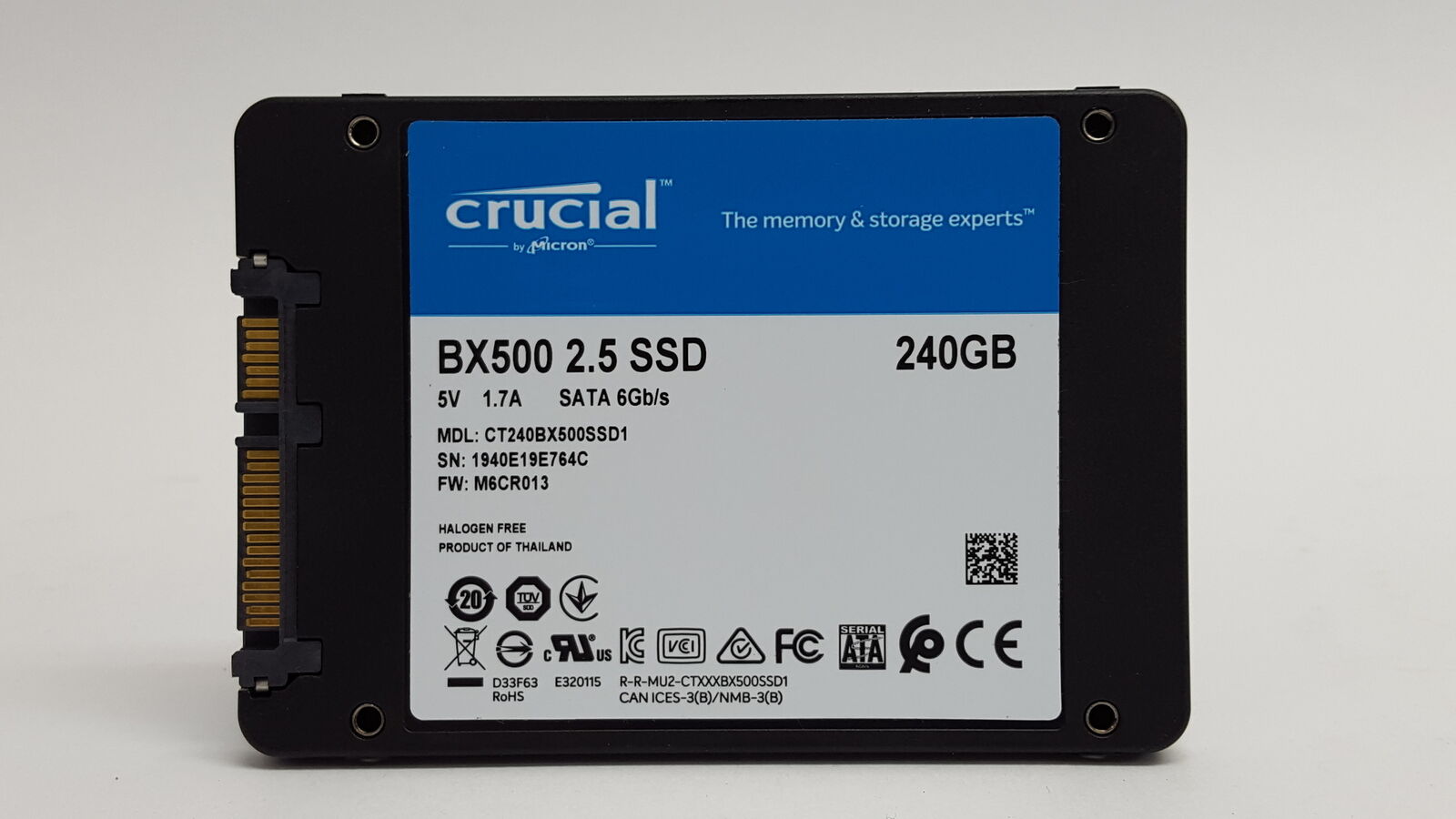 Lot of 5 Crucial BX500 CT240BX500SSD1 240 GB SATA III 2.5 in Solid State Drive