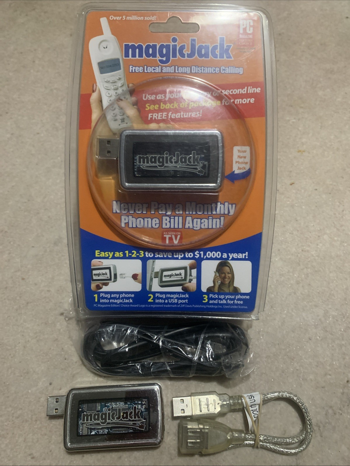 Lot Of 2, New And Used Magic-Jack A921 USB Phone Jack, 
