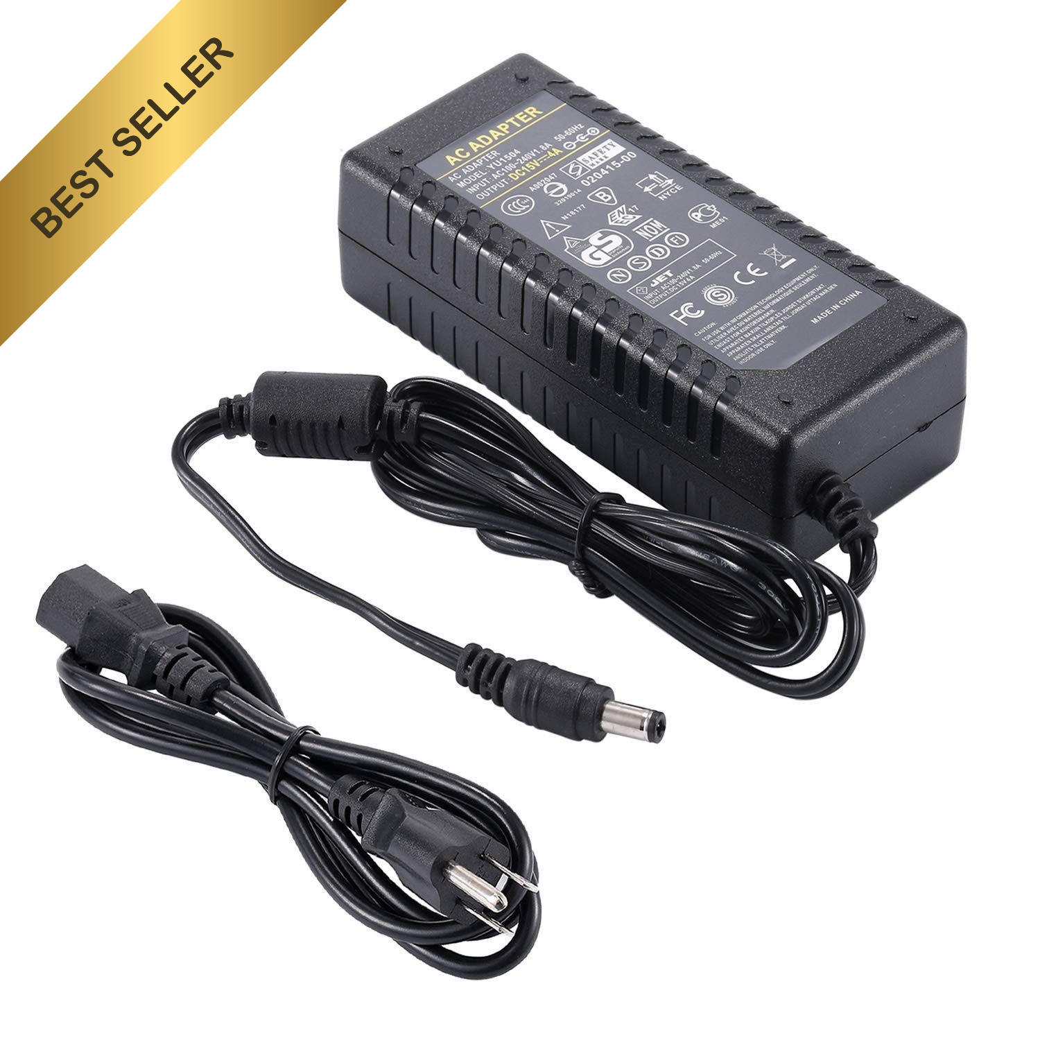 COOLM 15V 4A Power Supply 60W Adapter Charger Replacement for 15V 3.5A 3A 2.5A