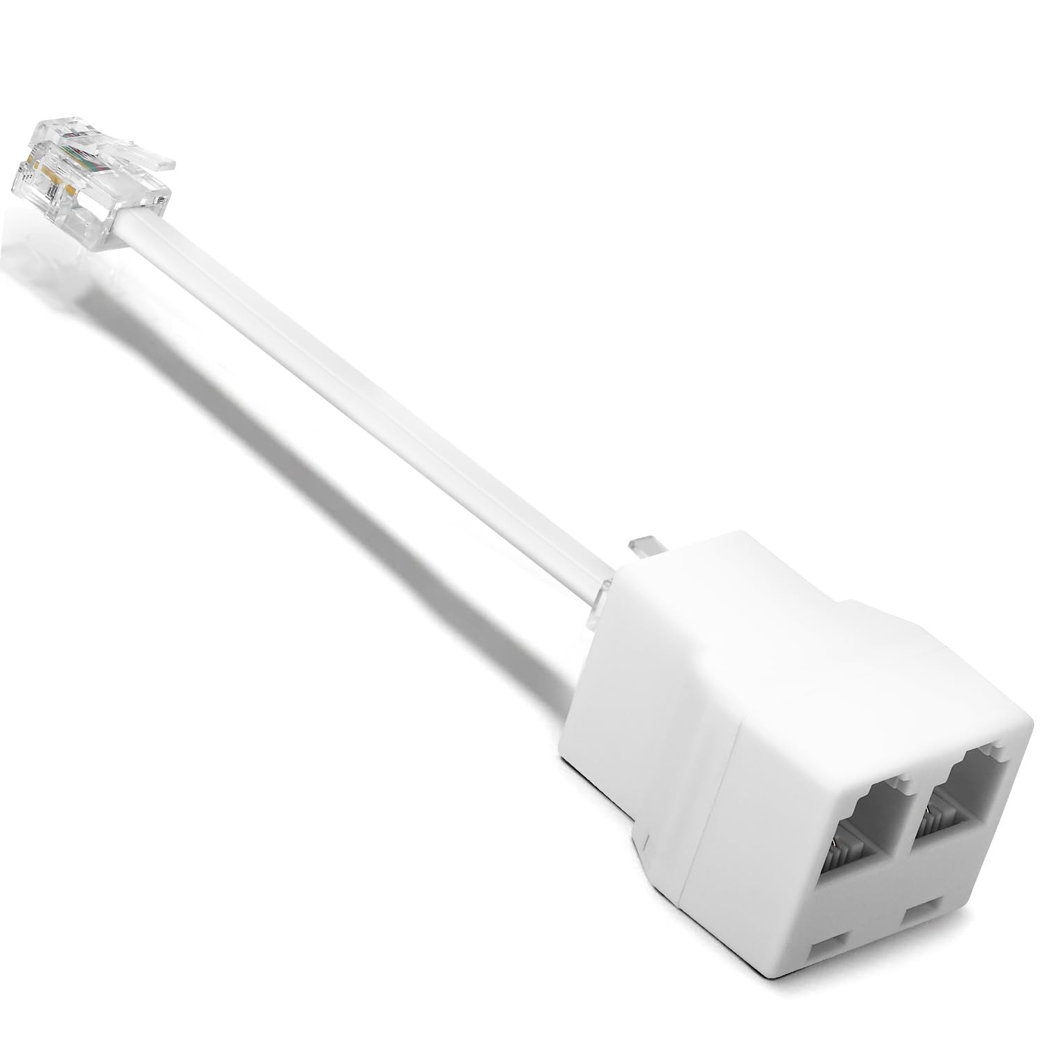 Phone Line Splitter 1 in 2 Out, Telephone Adapter 2 Way-1 Pack White